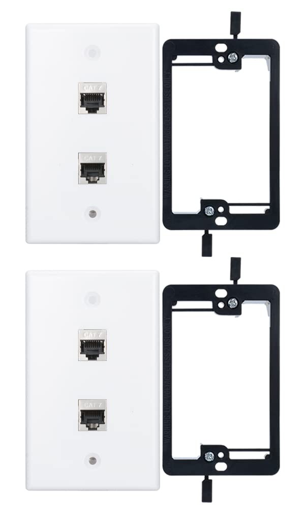 RJ45 Wall Plate 2 Port, Single Gang Cat7 Wall Plate with Metal Shielded Cat 7...