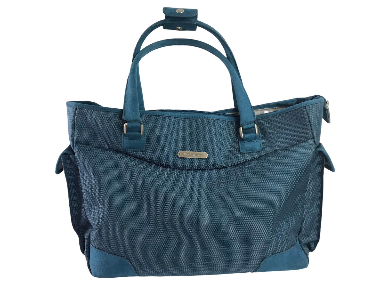 Nine West Laptop Bag Large Purse Tote Bag.  Blue.  Cell Phone Pockets on Sides