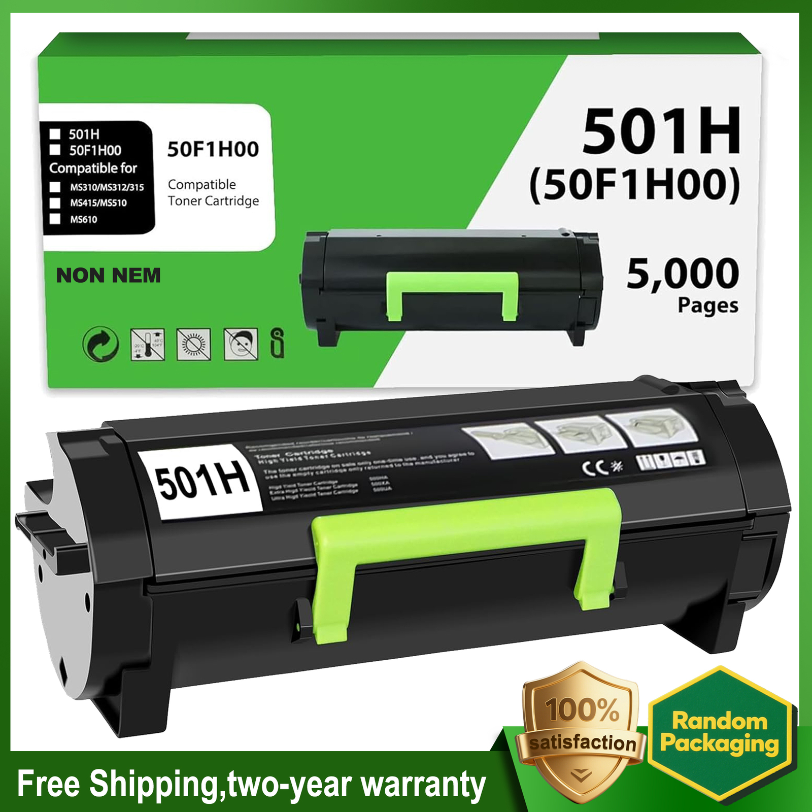 1PK MS310 50F1H00 Toner Compatible for Lexmark MS315 MS415 50F1H00 5000 pages