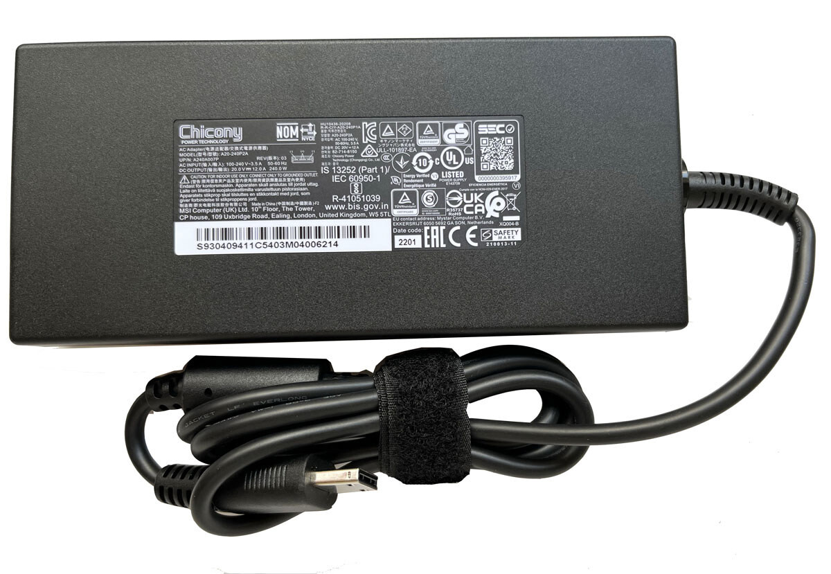 20V 12A 240W Chicony A20-240P2A AC Power Supply Adapter For MSI GE76 GE66 Raider
