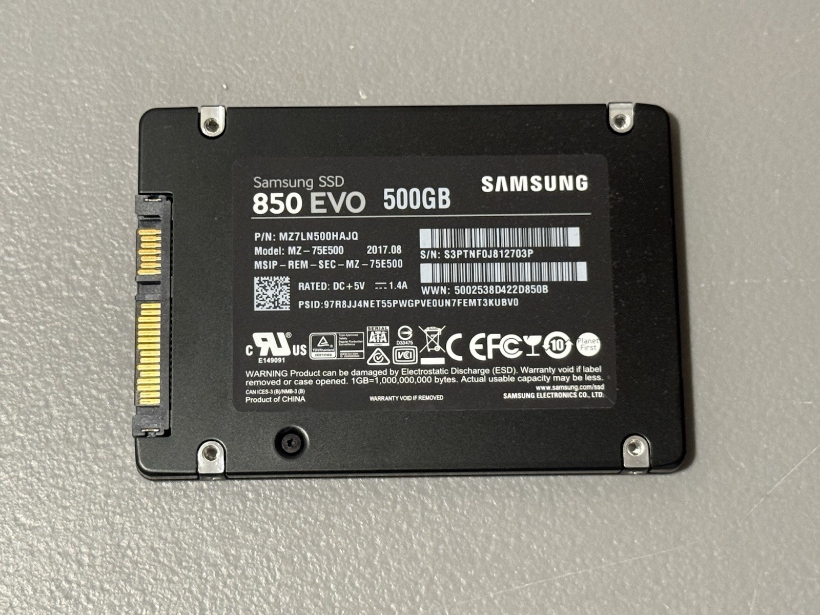 Samsung 850 EVO 500GB 2.5" Solid State Drive SSD MZ-75E500 MZ7LN500