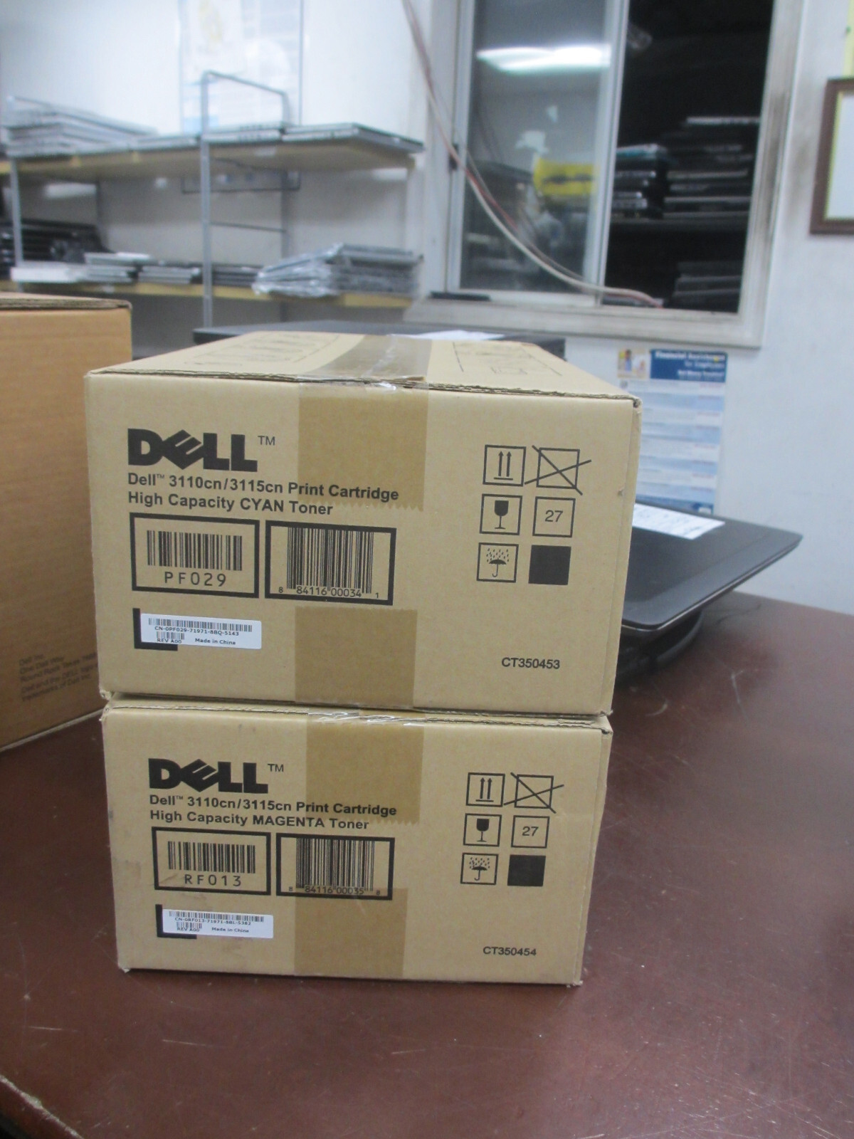 Set of 2 Dell 3110cn 3115cn High Capacity Cyan Magenta Toner CT350453 CT350454