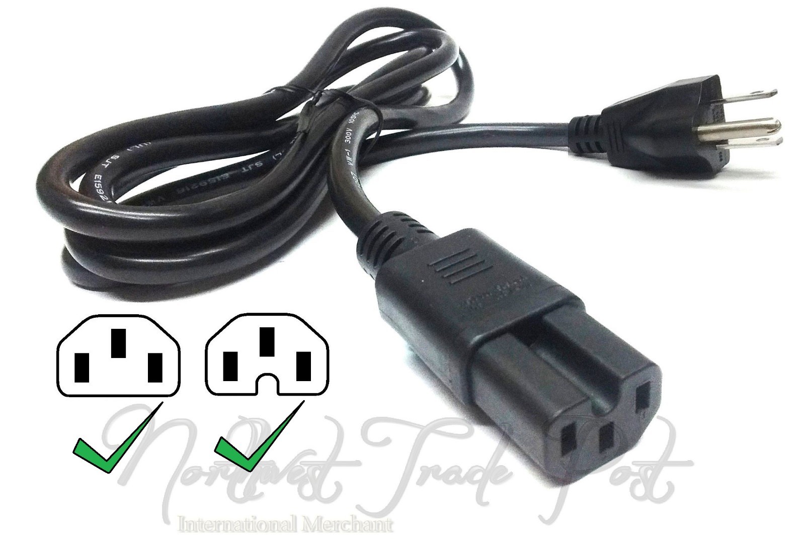 Lot of 10 Baohing 6ft Notched Power Cords 3X18AWG VW1 E159216 Power Supply Cable