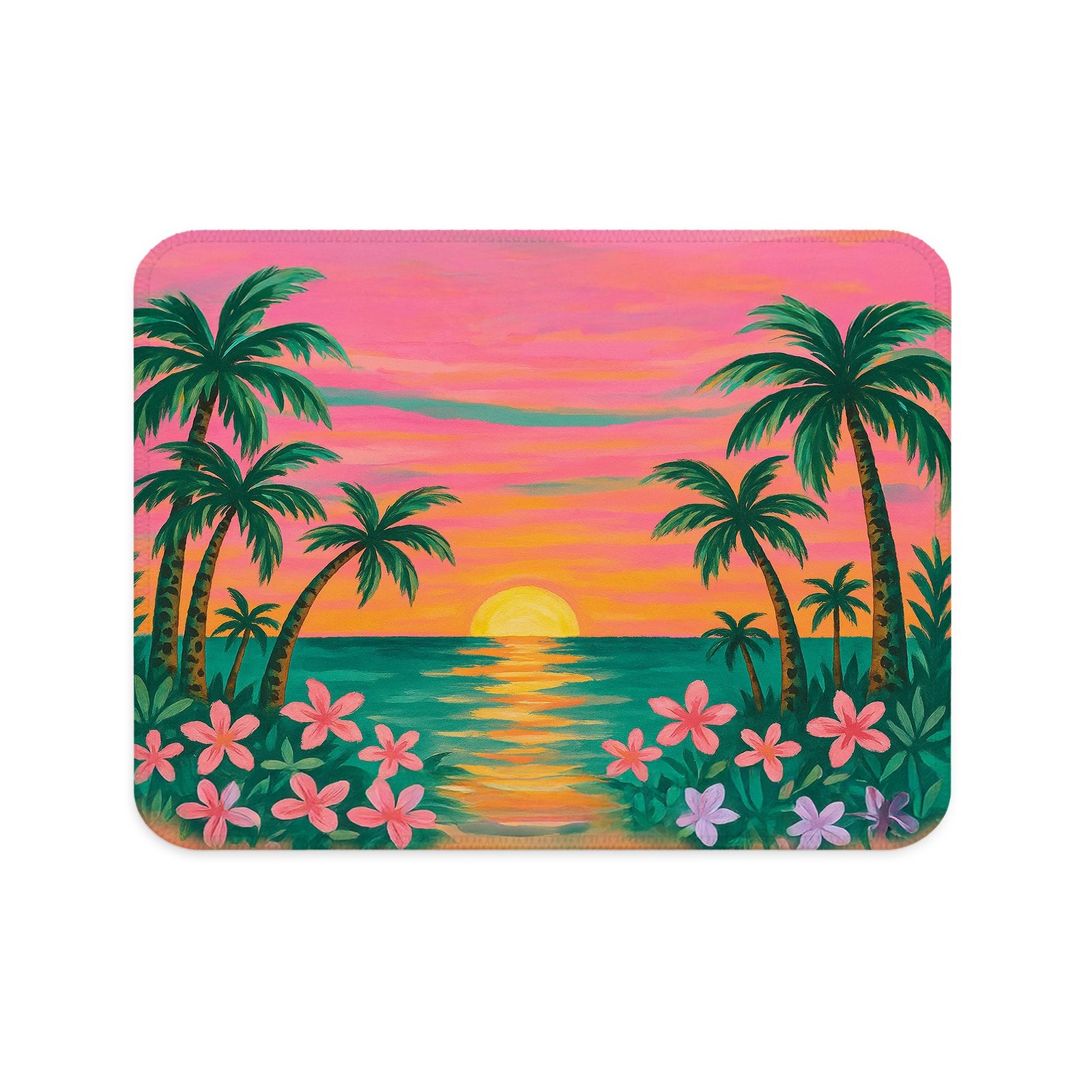 Pink Sunset Beach Mouse Pad, Gifts for Beach Lovers, Tropical Summer Coastal ...