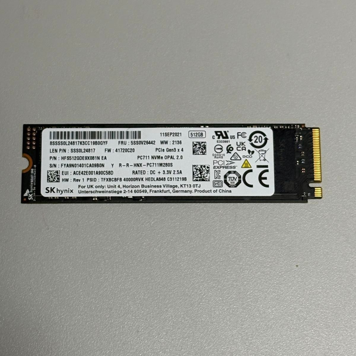SK hynix 512GB M.2 NVMe SSD PC711 HFS512GDE9X081N Healthy