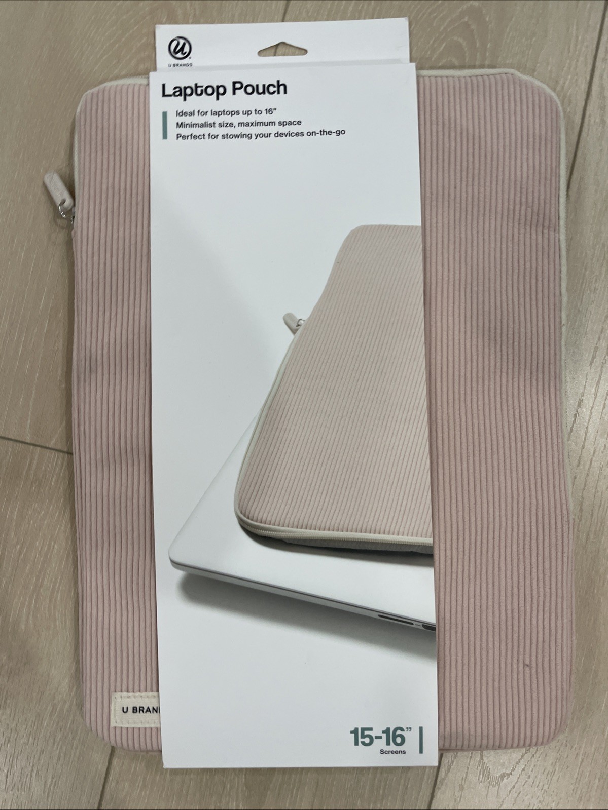 U Brands Corduroy Laptop Pouch Dusty Rose For 15-16’’ Screens