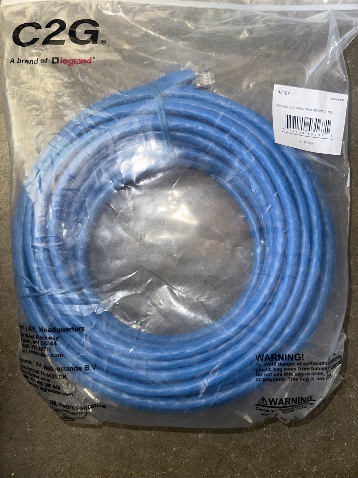 50 Ft. CAT 6  Shielded Patch Cable, Blue C2G Cat6