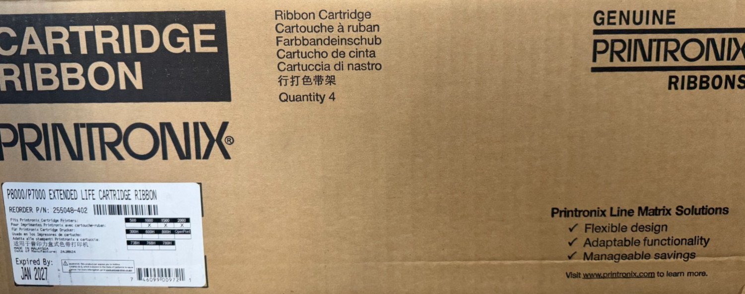 Printronix 255048-402 Extended Life Print Ribbon Four Pack (255048-402)