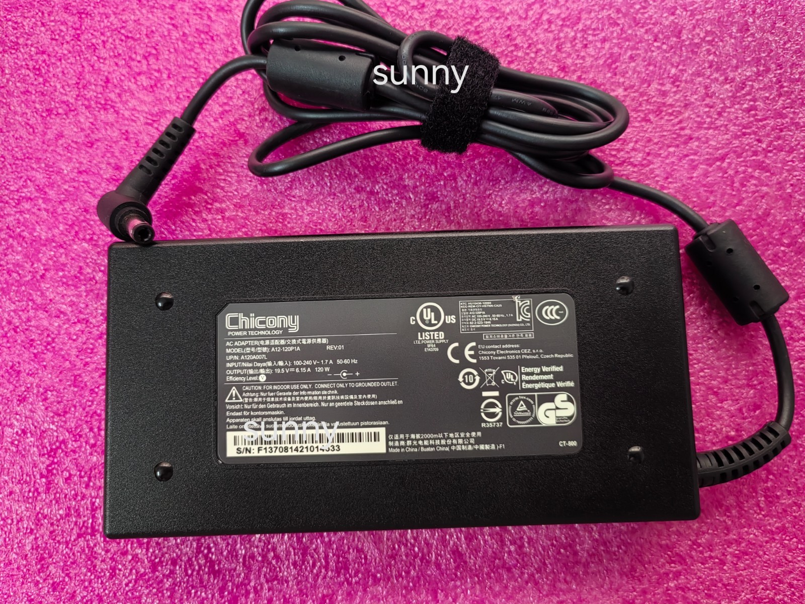 For Clevo w170hr/w170er Chicony 19.5V 6.15A A12-120P1A Original 120W AC Adapter