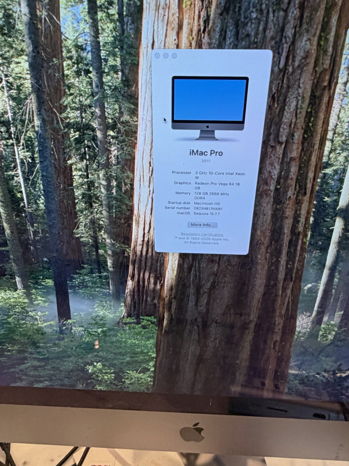 Apple iMac Pro 2017 3GHz Xeon 128GB RAM 2TB Vega 64 16GB Gray macOS 15.7.7