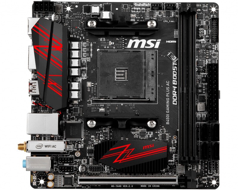 MSI B450I GAMING PLUS AC Motherboard AMD B450 2xDDR4 Socket AM4 Mini-ITX 1xM.2