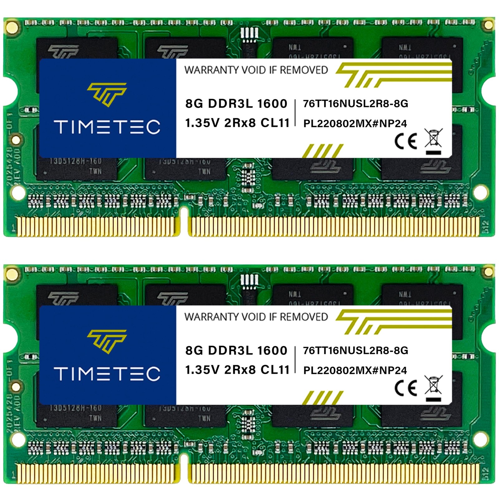 Timetec 16GB KIT(2x8GB) DDR3L/DDR3 1600MHz(DDR3L-1600) PC3L-12800 Non-ECC Unbuff