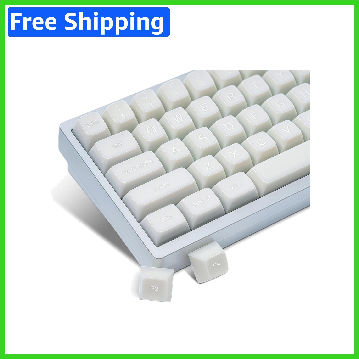 Elegant White Jade Keycaps Set - Translucent PBT SA Profile for 60%-100% Layouts