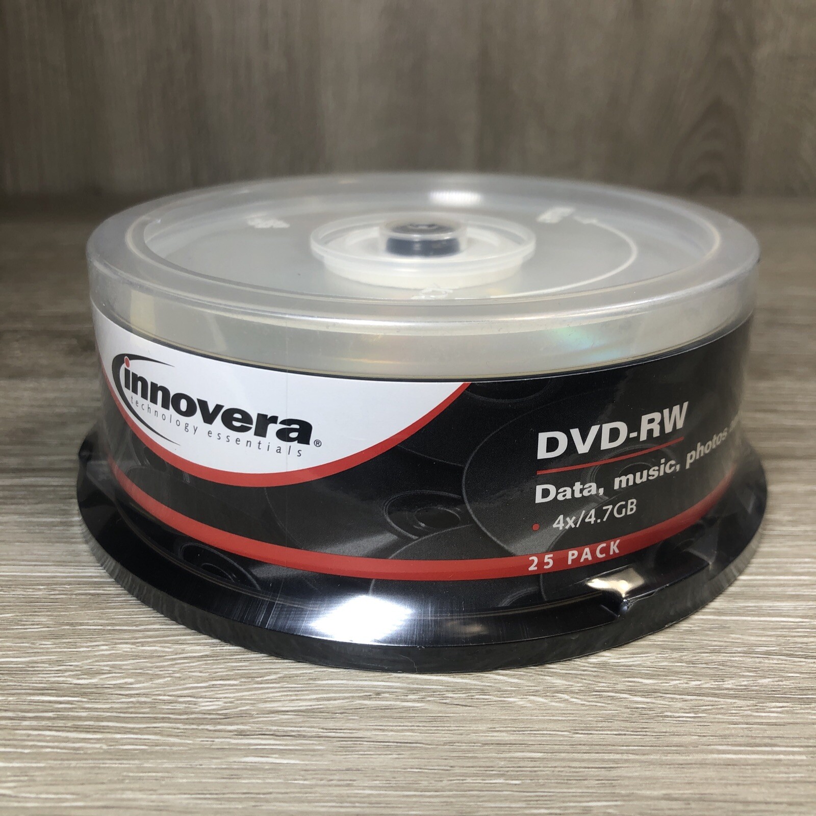 Innovera DVD-RW Discs 4.7GB/4x. 25 Pack IVR-46848 For Data, Music, Photos & More