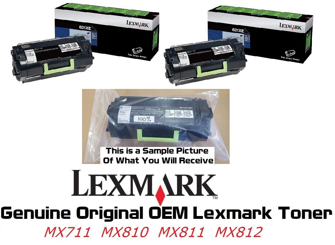 2 Mostly New Genuine 62D1X0E 621XE Toner MX711 MX810 MX811 MX812 65% Toner