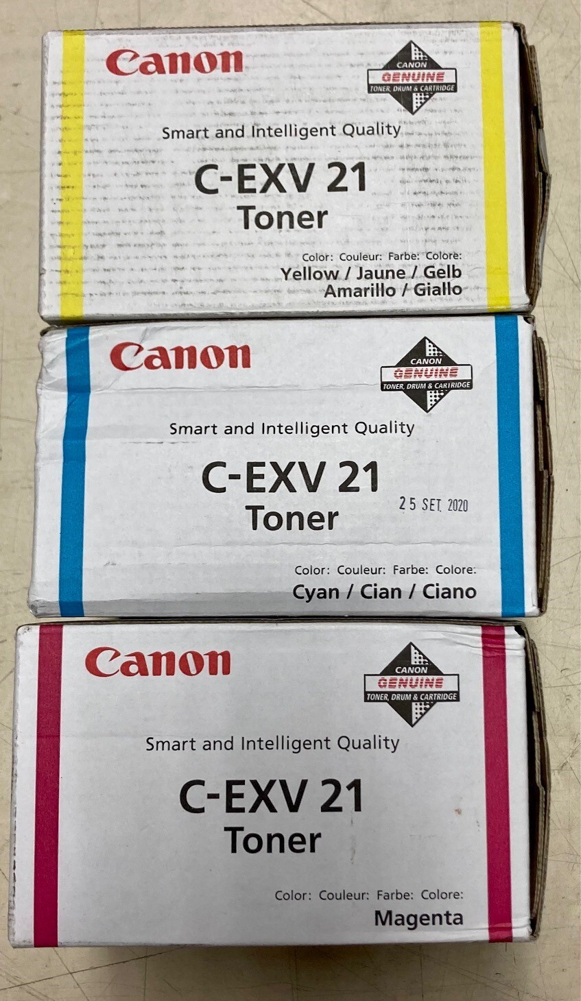 GENUINE CANON C-EXV 21 Toner - Magenta, Yellow and Cyan
