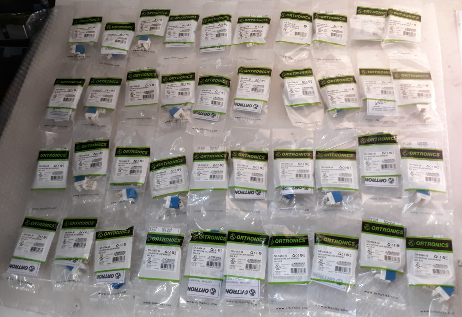 Lot of 40 Ortronics OR-KS6A-36 CAT6 Keystone Jack BLUE NEW *SEALED*
