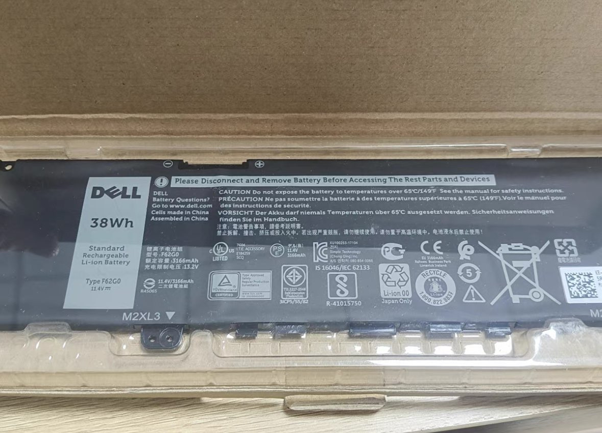 NEW OEM 38WH F62G0 Battery For Dell Inspiron 5370 7370 7380 13 7386 7373 2-in-1