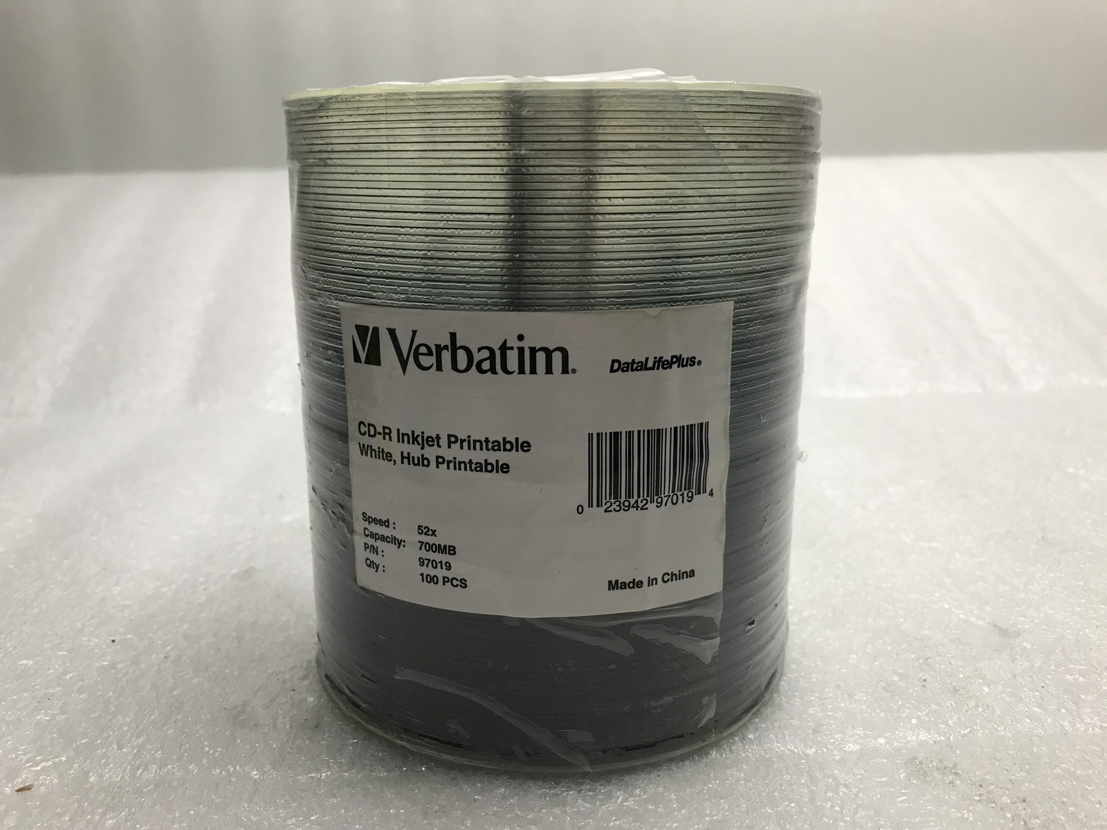 New OEM Verbatim CD-R 700MB 52X White Inkjet Hub Printable 100-Pack Tape Wrap