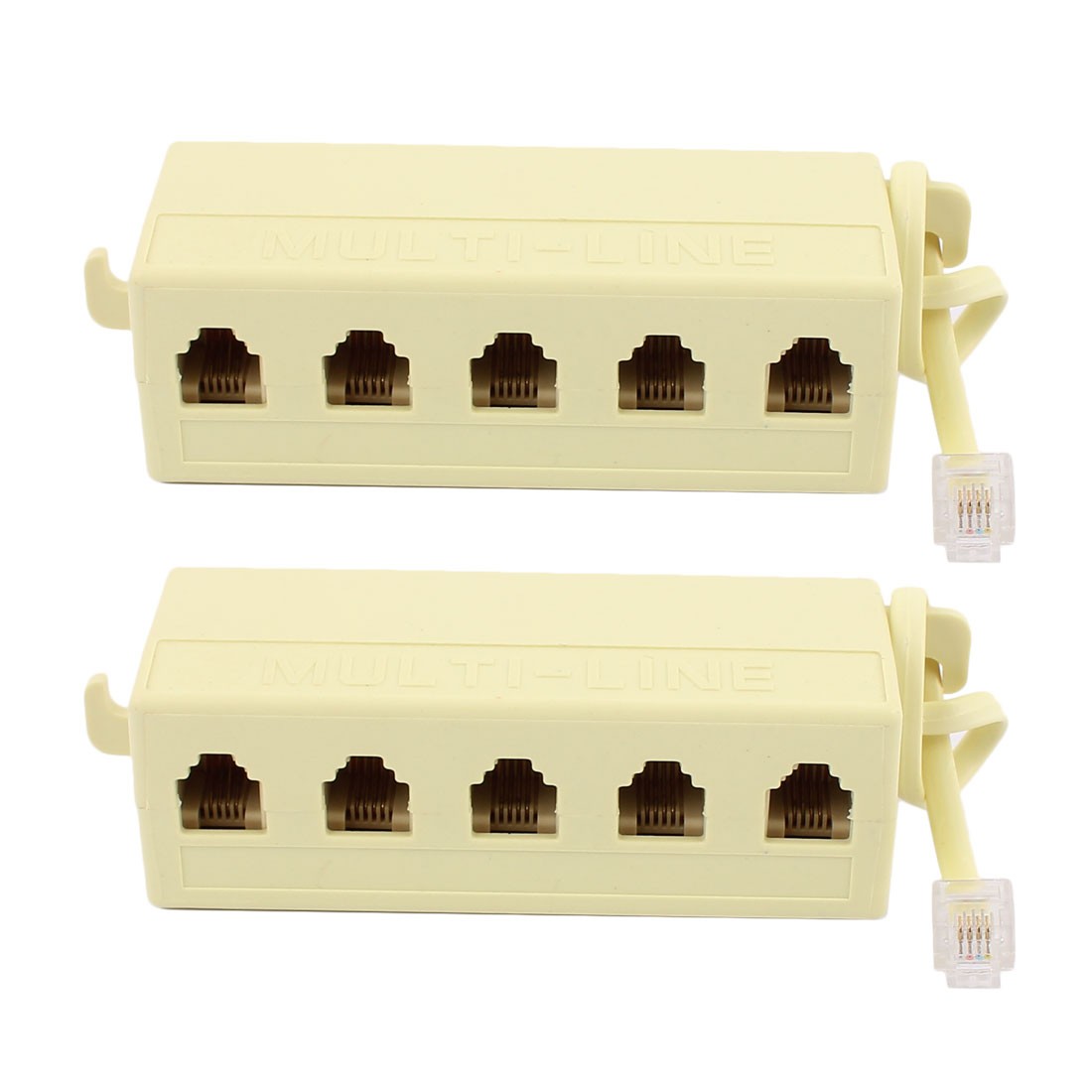 2 Pcs Plastic Housing Telephone ADSL Modem 6P4C 1 to 5 Line Splitter Filter