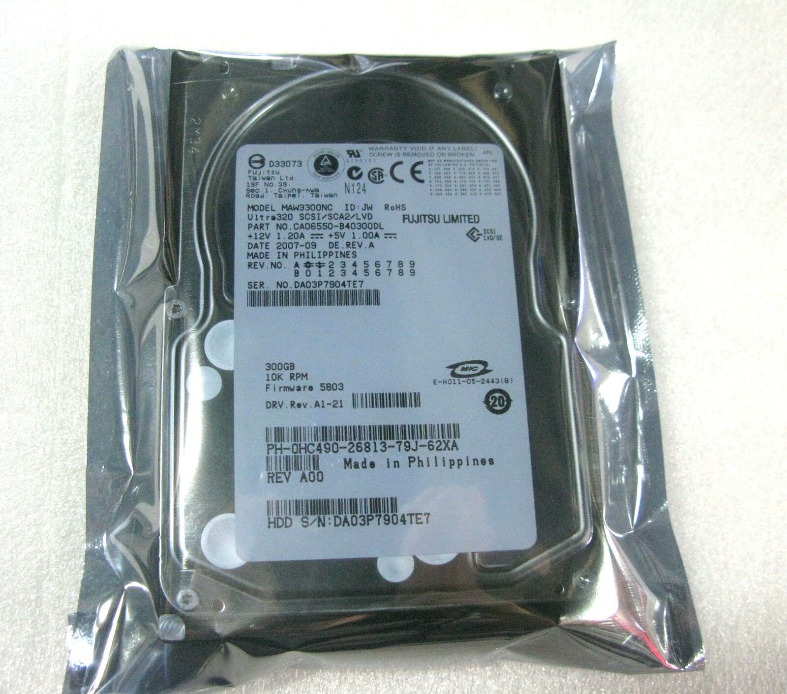FUJITSU MAW3300NC 300GB 10K U320 SCSI HARD DRIVE