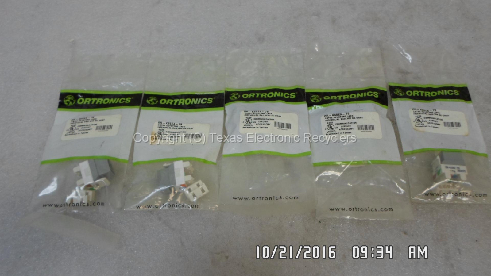 Qty 5 - Ortronics OR-KS5EA-78 Cat5E Keystone Jack WM DK Gray