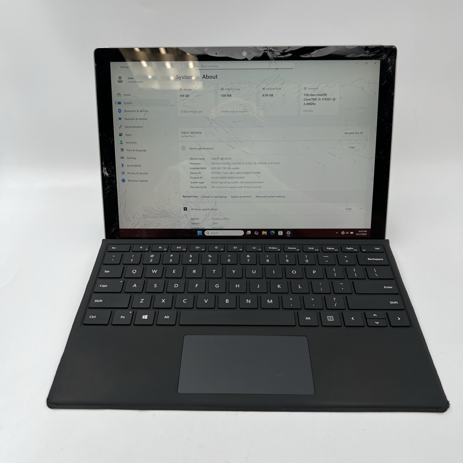 Microsoft Surface Pro 7 Plus 12.3 i5-1135G7 8GB RAM 128GB Damaged - For Repair