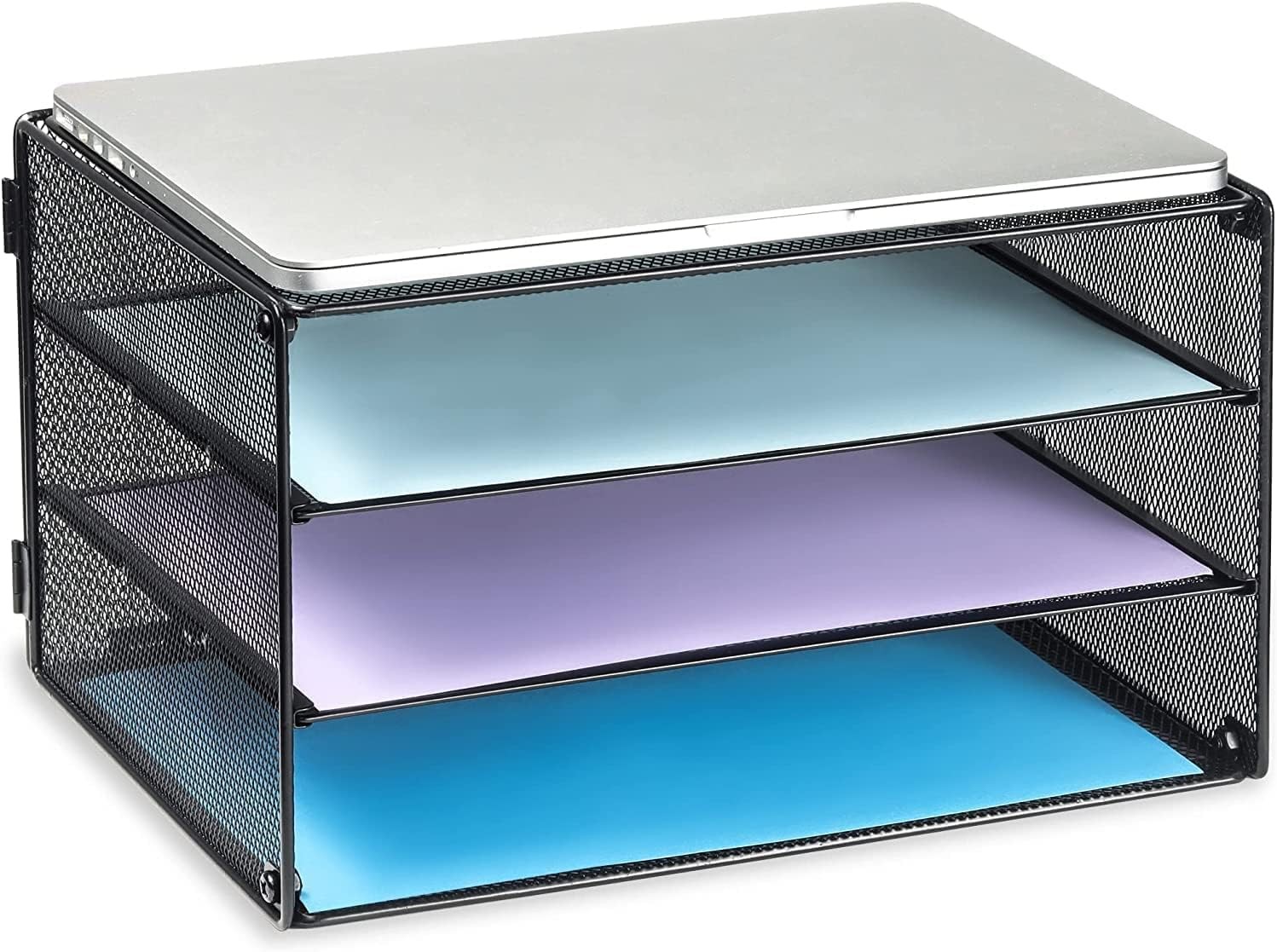 Paper Organizer 3 Tier Letter Tray Sliding Mesh Black DALTACK Trays