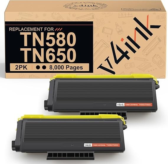 v4ink TN580 TN650 Compatible Brother TN580 TN650 Toner Cartridge 2-Pack