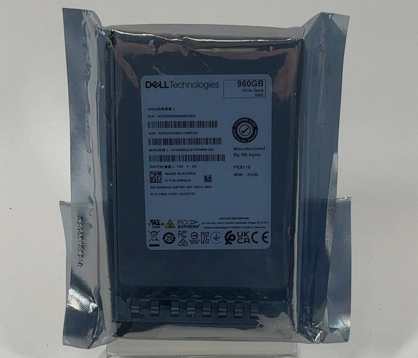 26WJ0 DELL HFS960GEETX099N 960GB NVME GEN4 U.2  PE8110 2.5in SSD 026WJ0  NEW