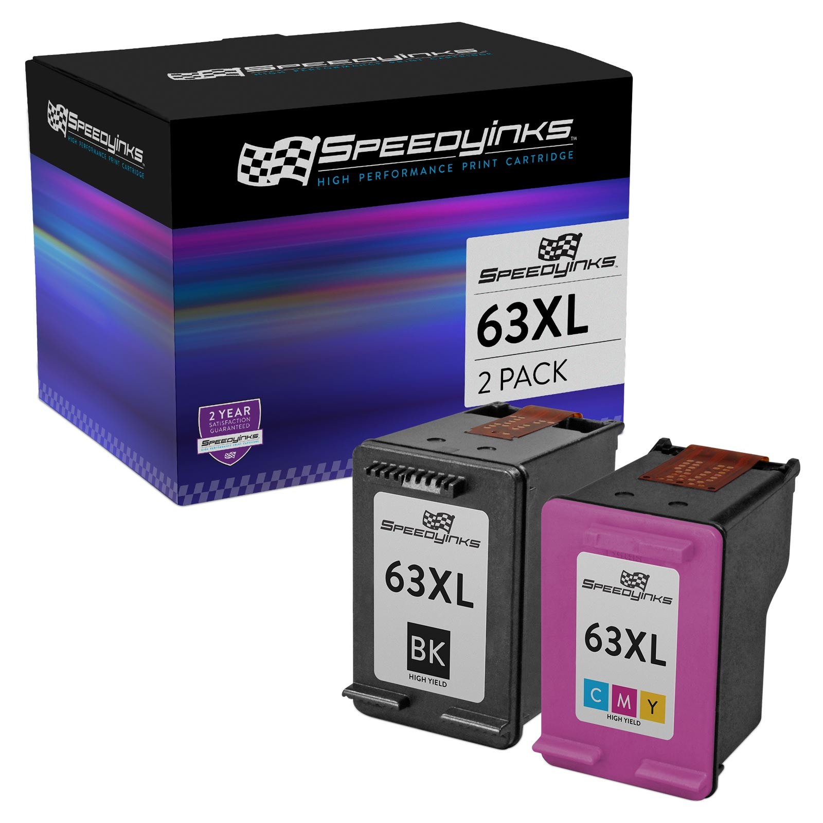2PK Reman Replacement Ink for HP 63XL HP F6U64AN F6U63AN 1 HY Black 1 HY Color