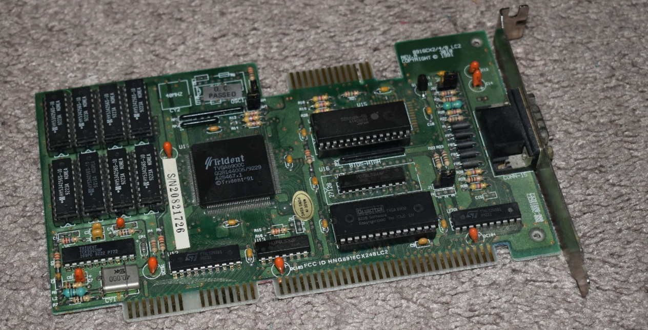 Vintage TRIDENT TVGA8900C 1 MEG ISA VGA 8916CX2/4/8 Graphics Card