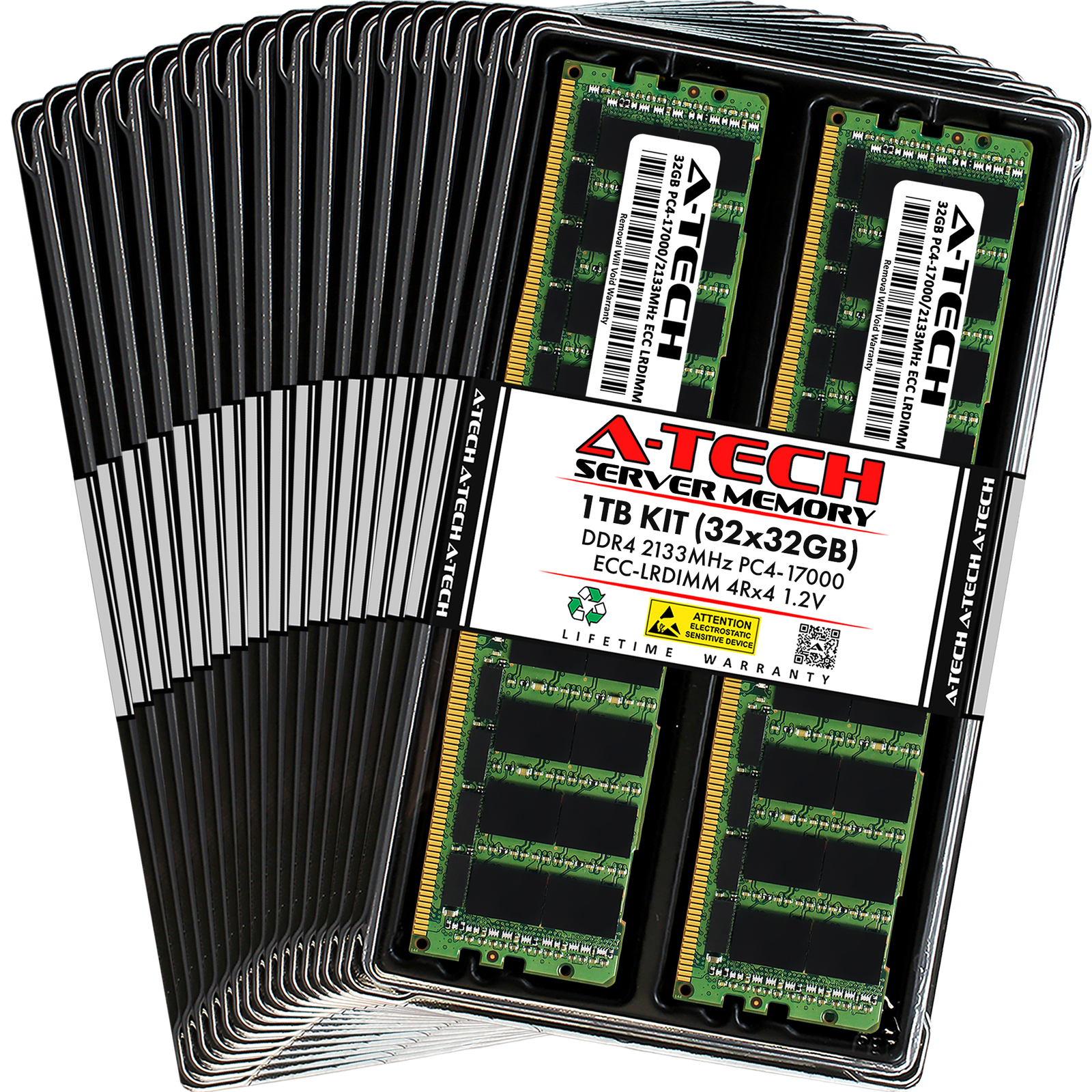 A-Tech 1TB 32x 32GB 4Rx4 PC4-17000L DDR4 2133 MHz ECC LRDIMM Server Memory RAM