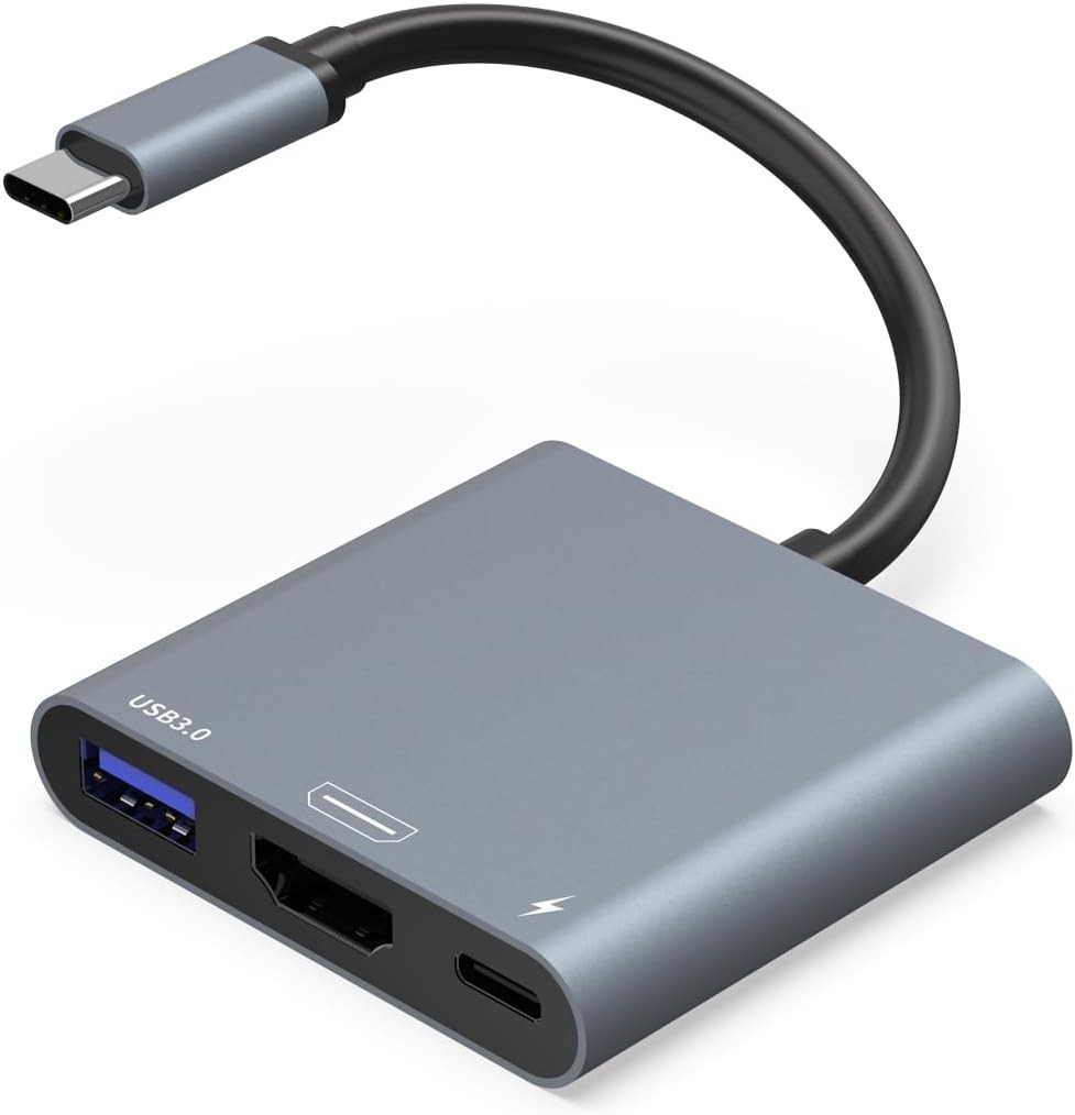 USB C Hub to HDMI 3-in-1 Adapter 100W Fast Charging 5Gbps USB-A 3.0 AV Multiport