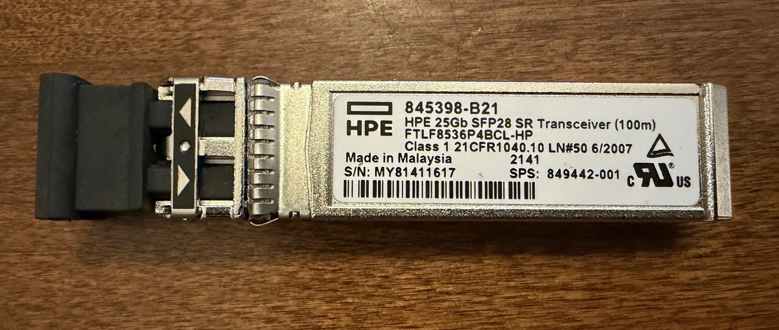 HPE 845398-B21 FTLF8536P4BCL-HP 25GB SFP28 SR Transceiver Module