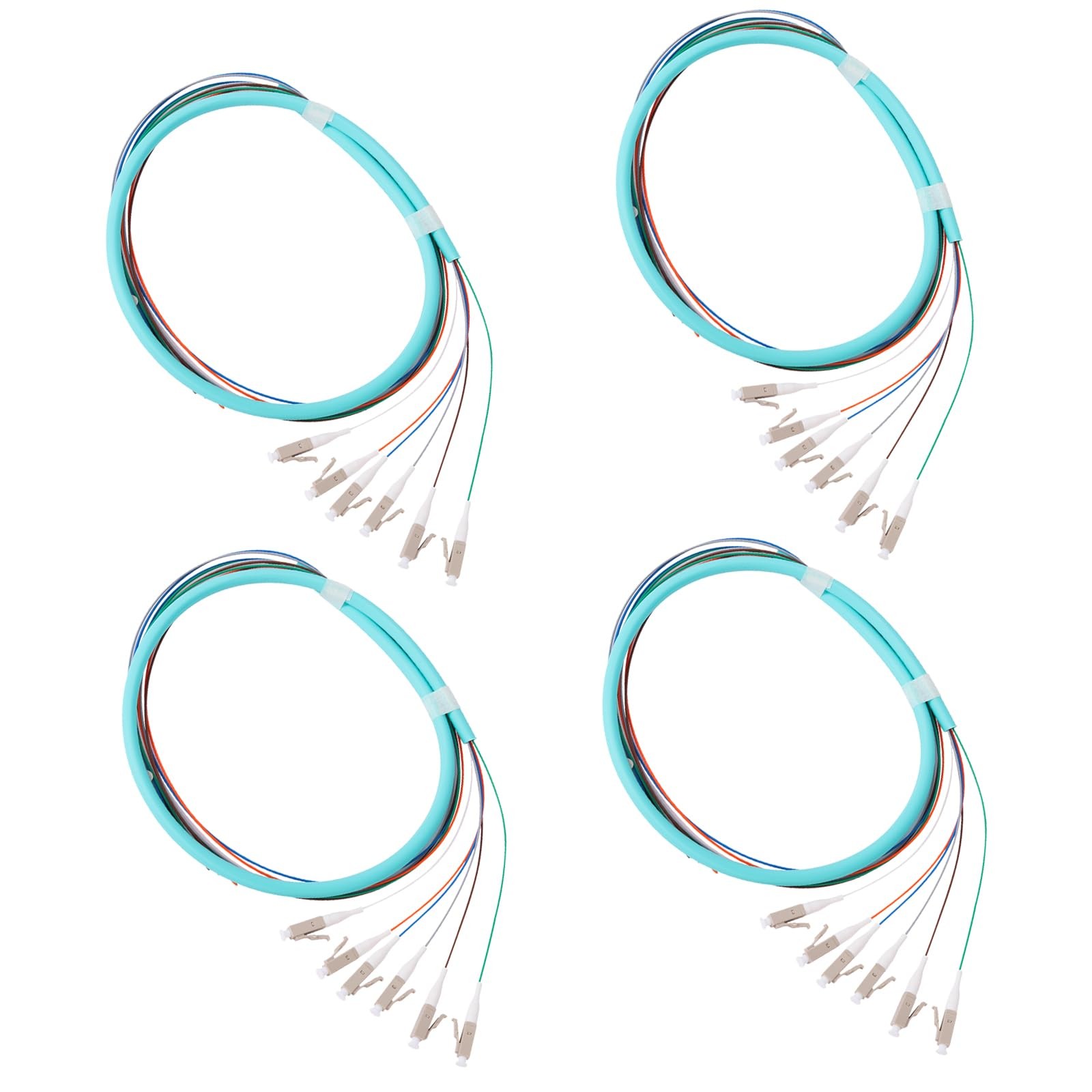 4 PCS 6Strand LC OM3 Multimode Pigtail 1.2m 47.24 Inch 50/125um 10G Network