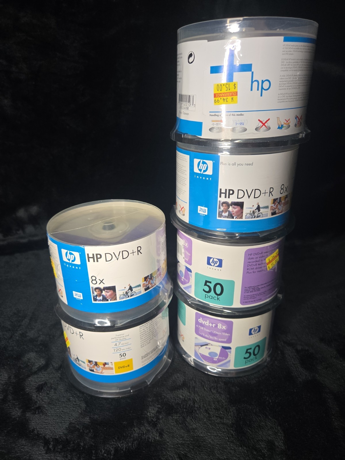 NEW HP DVD+R 8x 6 50 PACK SEALED PACKAGE 120 min video 4.7 GB DATA COMPACT DISKS