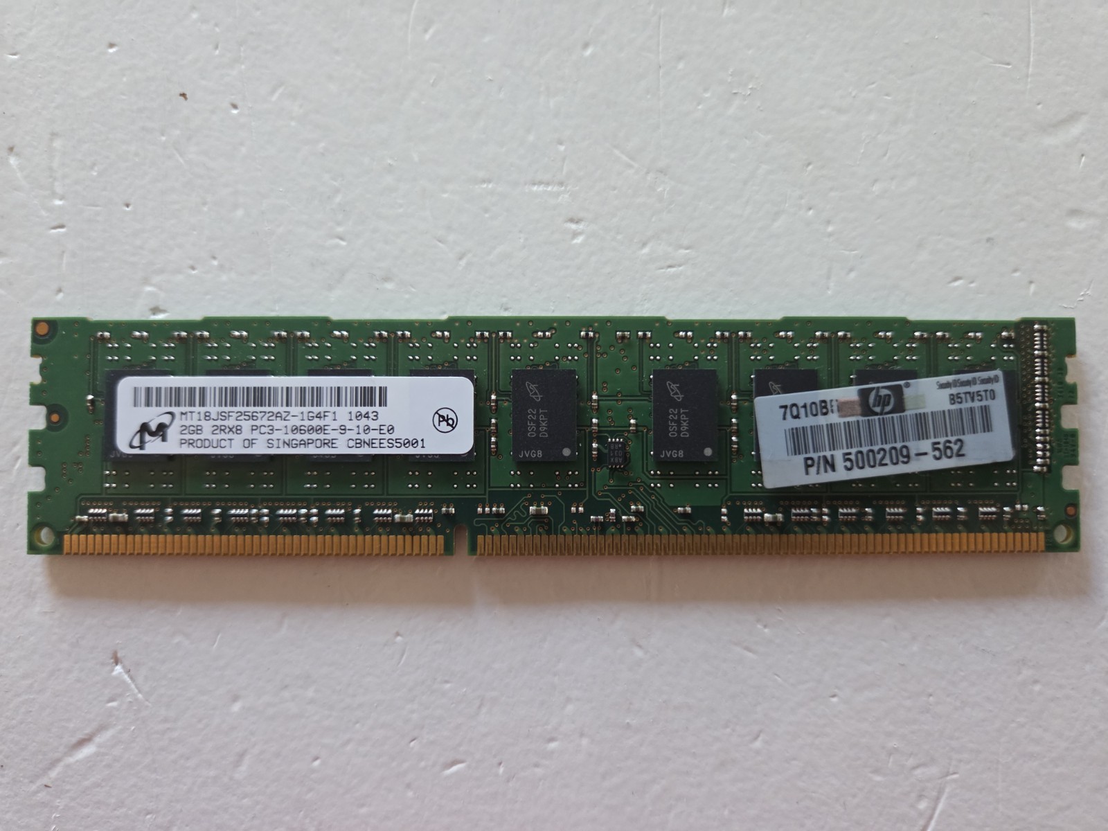 576110-001 497157-D88 2GB, PC3-10600, DDR3-1333MHz, 240-pin NON-ECC