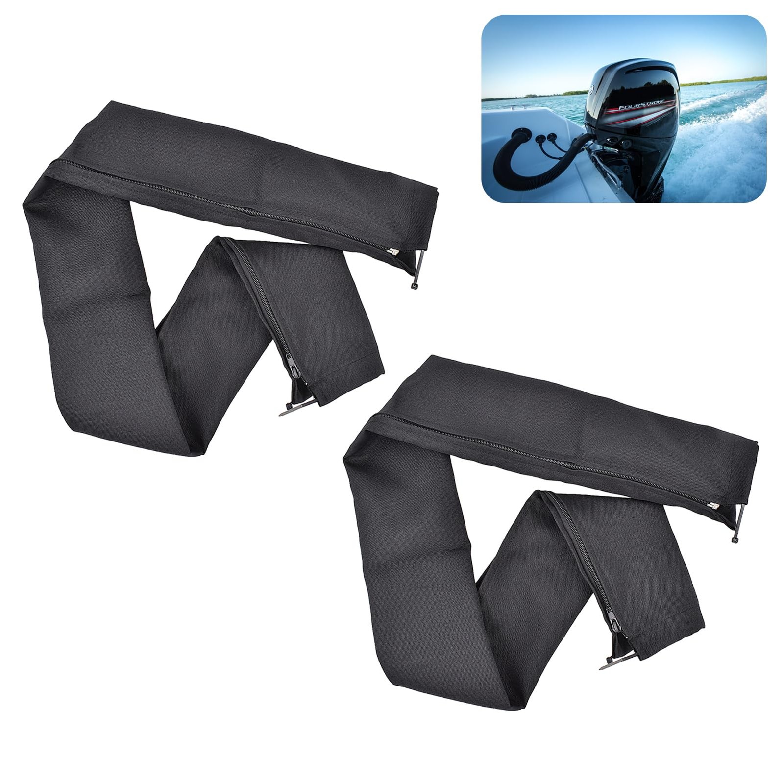 2 PCS 48Inch Trolling Motor Cable Sleeve Black Zippered Rigging Organizer