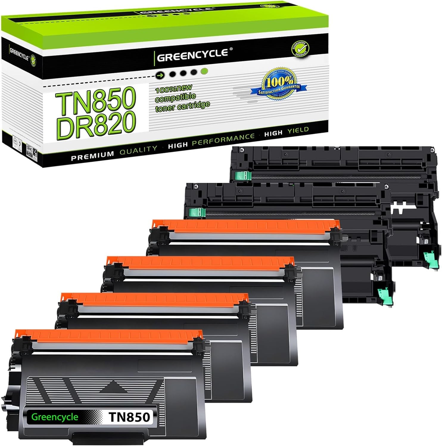 4PC TN850 Toner & 2PK DR820 Drum Unit Set For Brother HL-L6200DW MFC-L5800DW