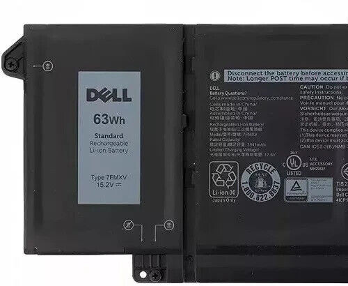 Original 63Wh 7FMXV Battery For Dell Latitude 7320 7420 7520 Series 4M1JN 1PP63