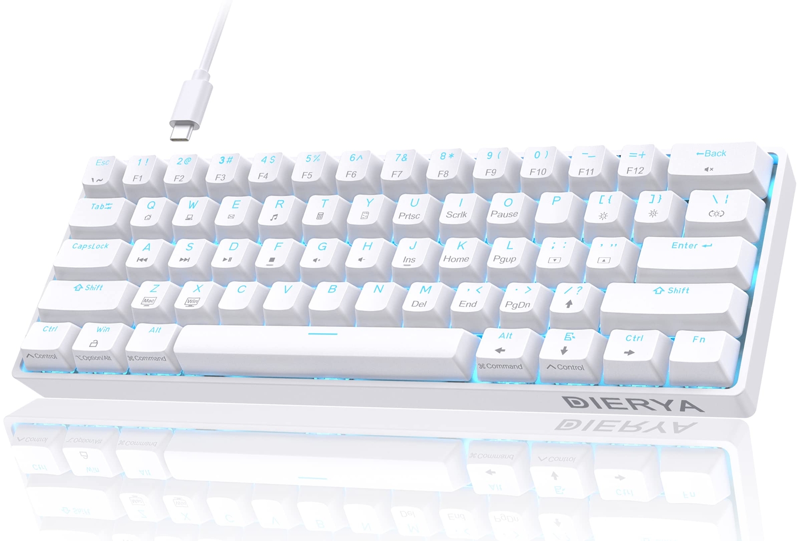 	DIERYA 60% Mechanical Keyboard DK61se Wired Gaming Keyboard with Red Switches	