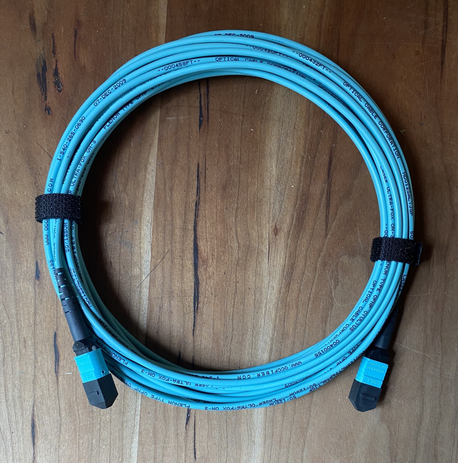 OCC OM3 12-Core Female Type B Plenum OFNP Fiber Patch Cable, 10M/32ft