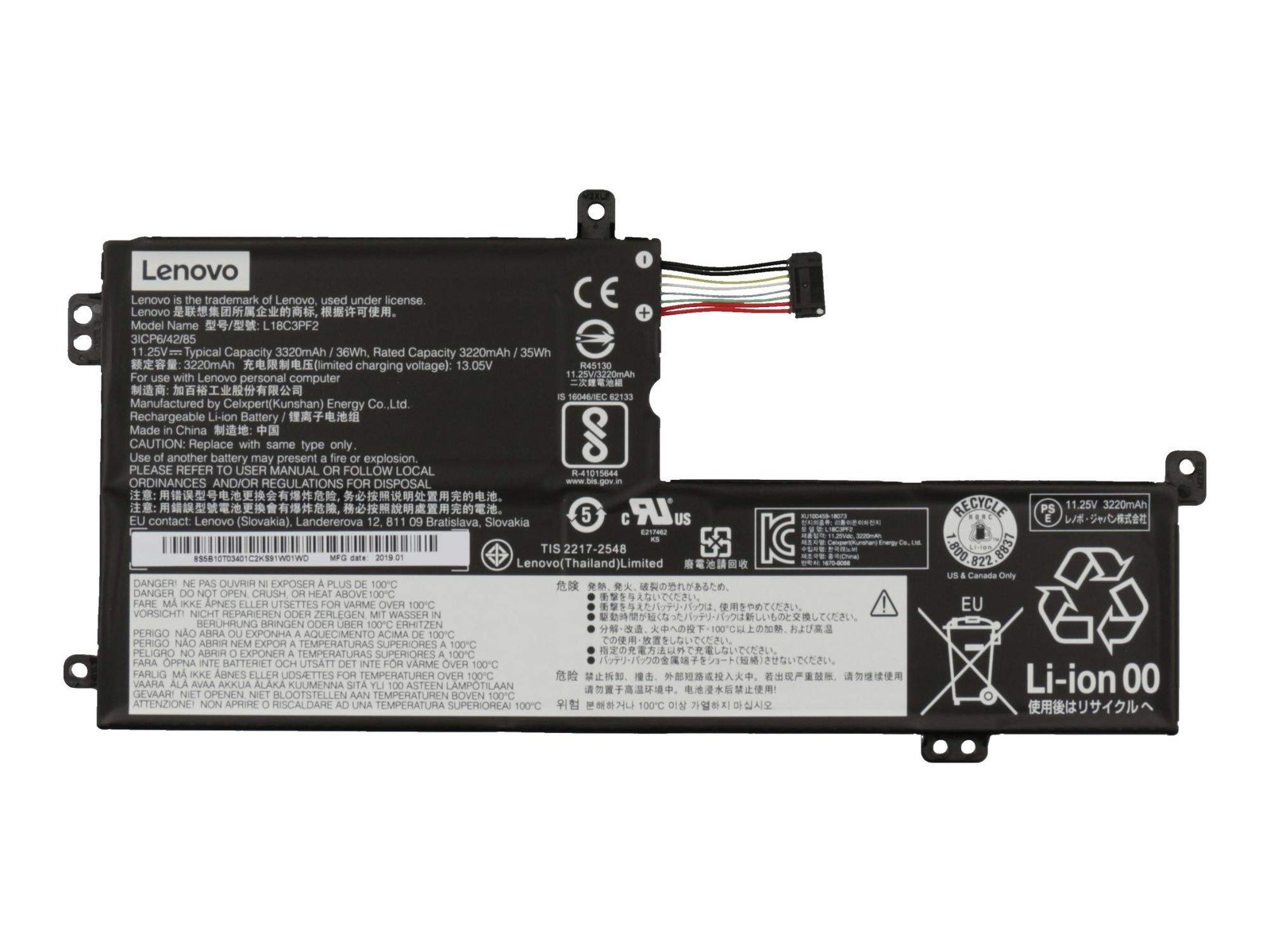 Lenovo L18M3PF2 Battery 36Wh Genuine 3,280mAh ~D~