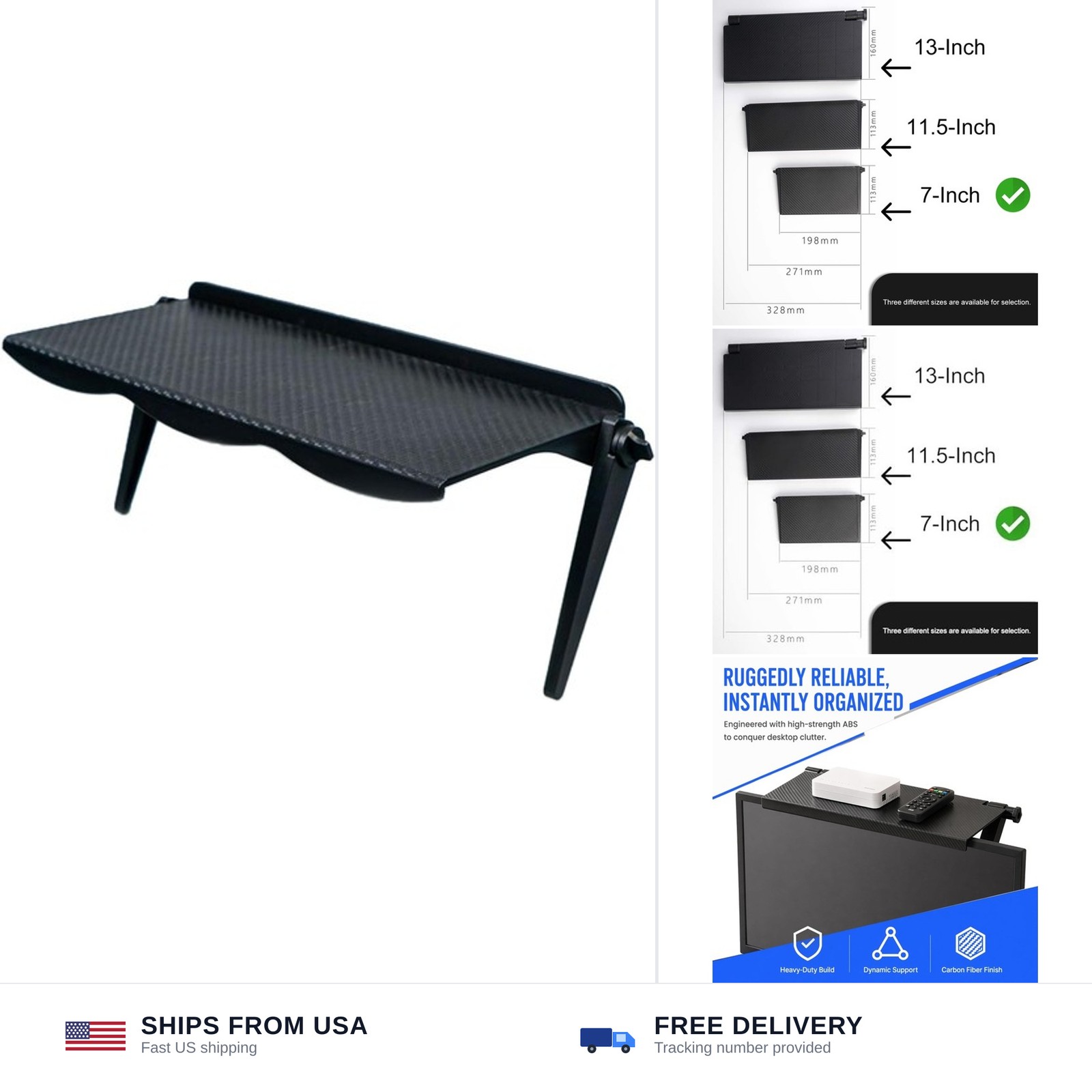 7-Inch Adjustable Screen Top Shelf Organizer for TV Computer Monitor Flat Scr...