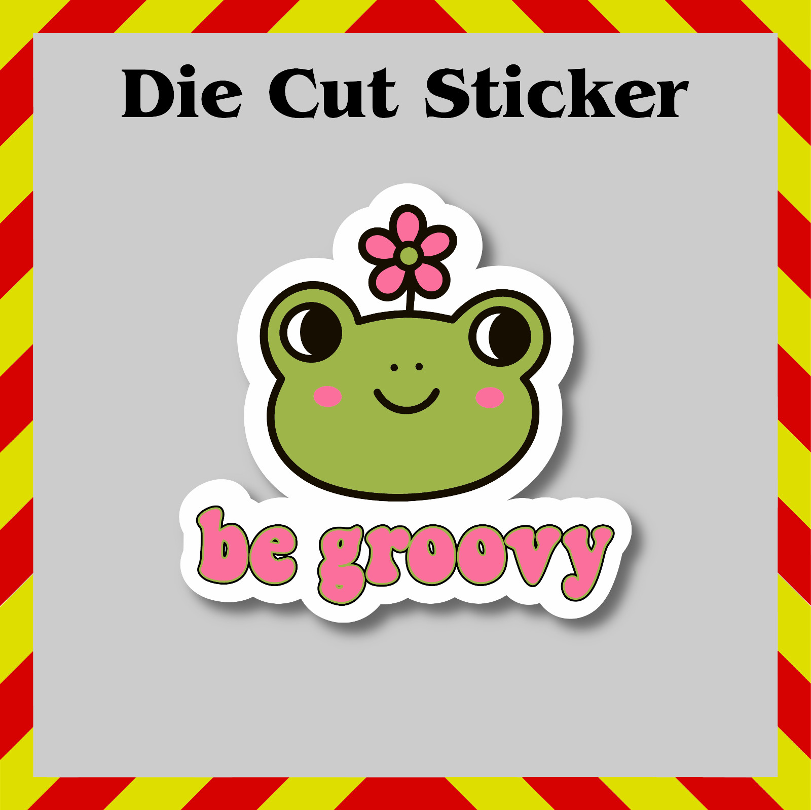 Cute Groovy Frog Sticker, Kawaii Waterproof Vinyl Decal (Holographic & Gloss)