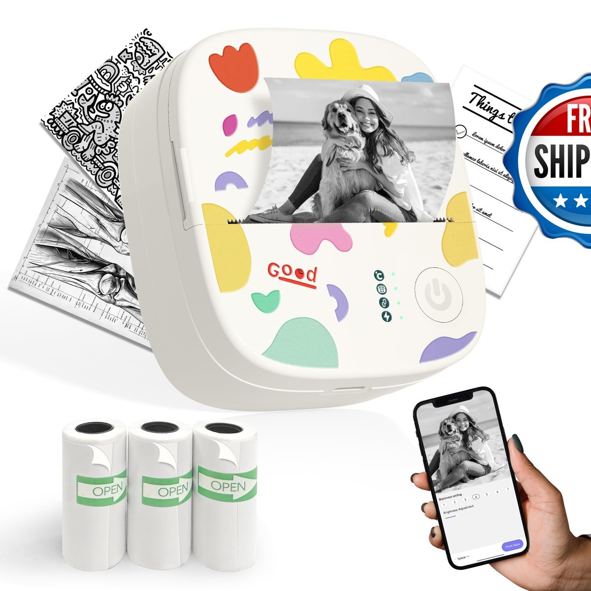 XenGro Mini Sticker Printer AHM2 White for Kids
