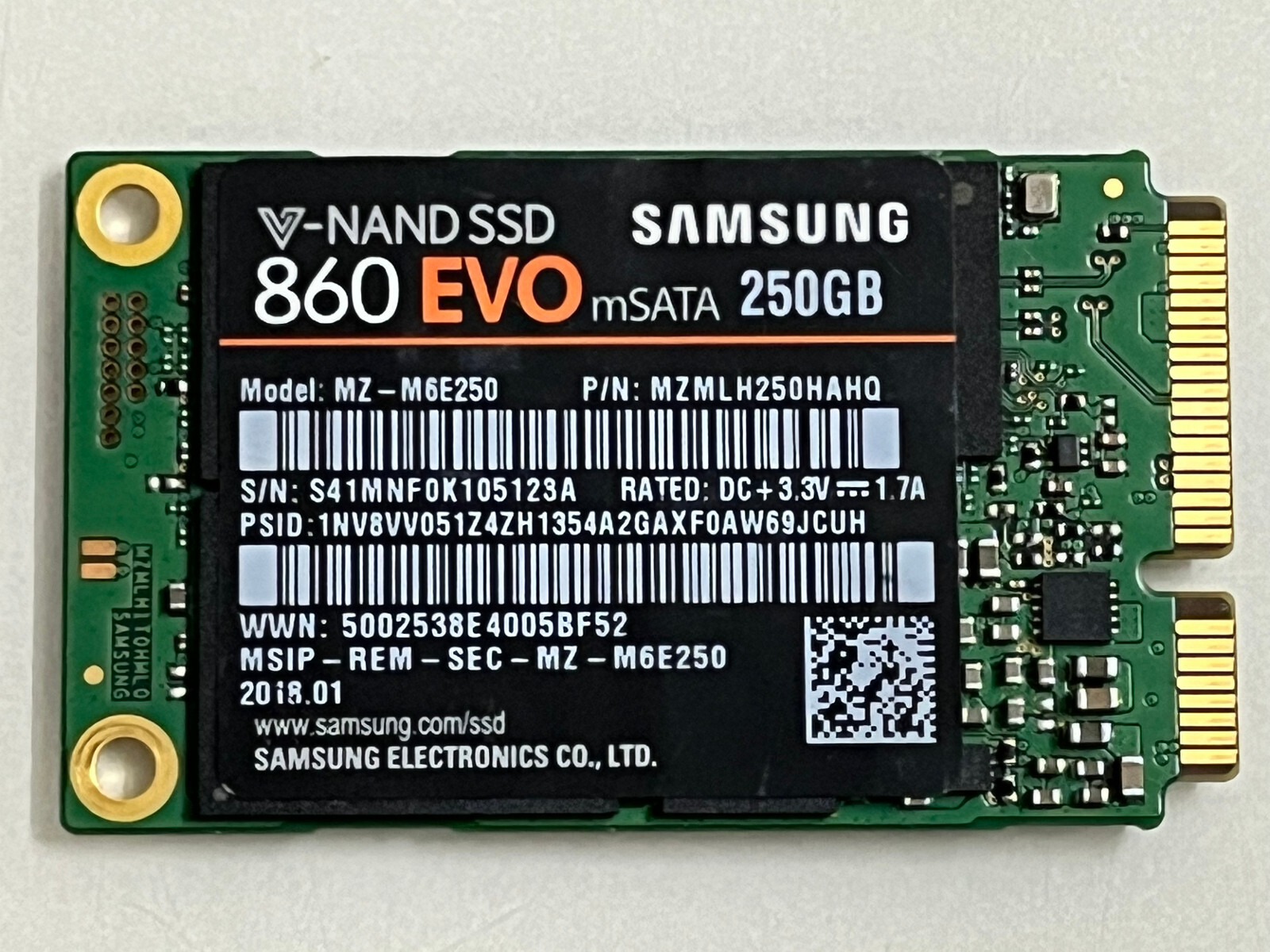 Samsung MZ-M6E250BW 860 EVO mSATA 250GB SSD For Dell AUSU HP Lenovo Laptop PC