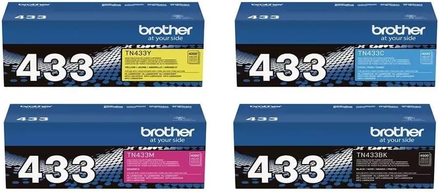 Brother TN433 High Yield Black & Multicolor Cartridge Set - 4 Piece