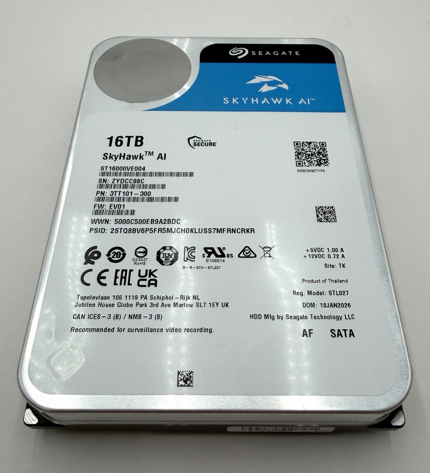 Seagate SkyHawk AI 16TB ST16000VE004 HDD - For Parts